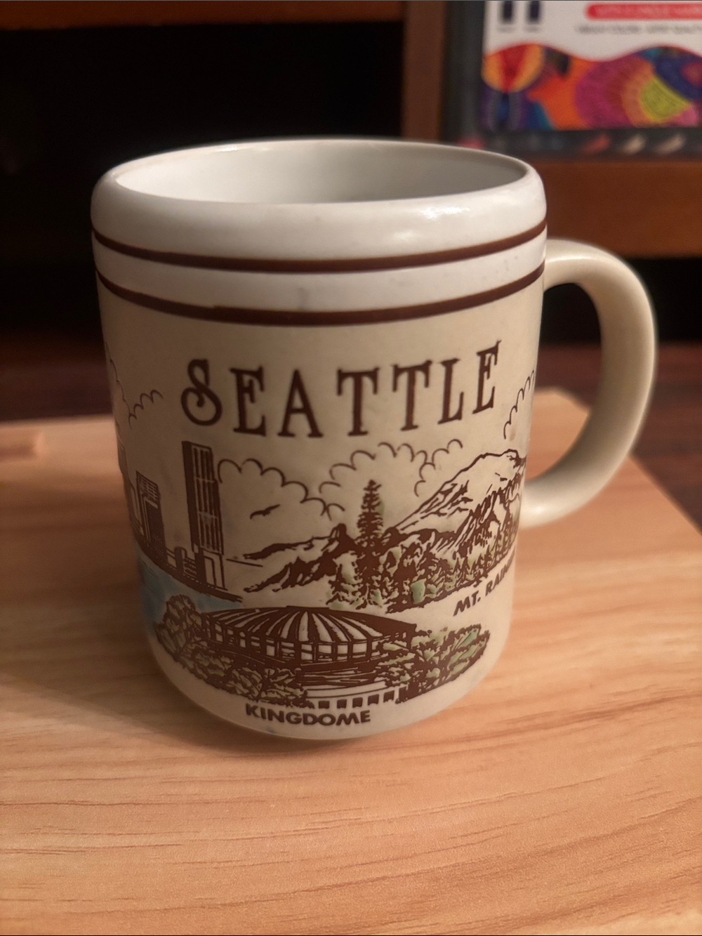 Seattle Scenic Ceramic Coffee Mug - Cream and Brown
